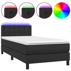 Atsperu gulta ar matraci un LED gaismām vidaXL, 100x200 cm, melns cena un informācija | Gultas | 220.lv