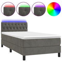 Atsperu gulta ar matraci un LED gaismām vidaXL, 100x200 cm, tumši pelēks cena un informācija | Gultas | 220.lv