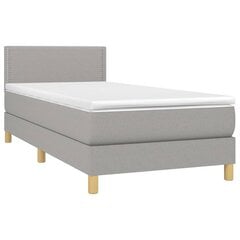 Atsperu gulta ar matraci un LED gaismām vidaXL, 90x200 cm, gaiši pelēks цена и информация | Кровати | 220.lv