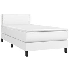 Atsperu gulta ar matraci un LED gaismām vidaXL, 90x200 cm, balts цена и информация | Кровати | 220.lv