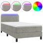 Atsperu gulta ar matraci un LED gaismām vidaXL, 90x200 cm, gaiši pelēks цена и информация | Gultas | 220.lv