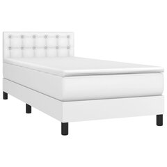 Atsperu gulta ar matraci un LED gaismām vidaXL, 100x200 cm, balts cena un informācija | Gultas | 220.lv