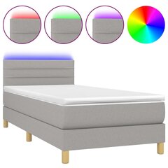 Atsperu gulta ar matraci un LED gaismām vidaXL, 80x200 cm, gaiši pelēks cena un informācija | Gultas | 220.lv