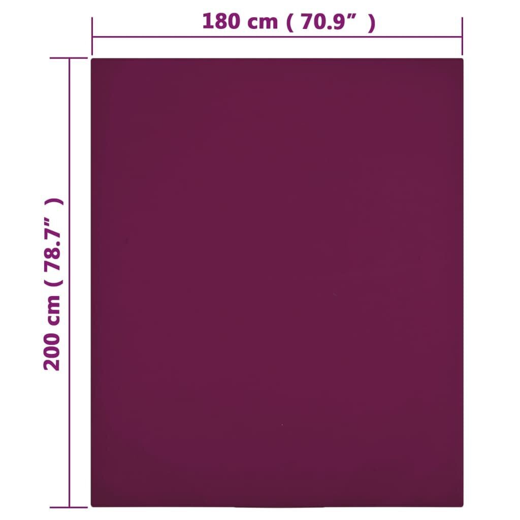 vidaXL palagi ar gumiju, 2 gab., vīnsarkani, 180x200 cm, kokvilna cena un informācija | Palagi | 220.lv
