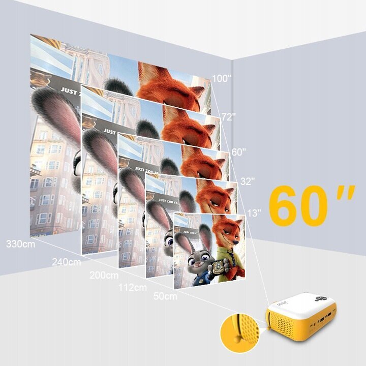 Kompakts mini projektors, ekrāns 13-100 collas цена и информация | Projektori | 220.lv