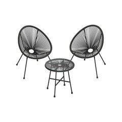 Dārza krēsli ar stikla galdu, melni цена и информация | Комплекты уличной мебели | 220.lv