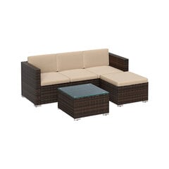 Садовый диван со столиком из полиротанга PE, цвет коричневый цена и информация | Комплекты уличной мебели | 220.lv