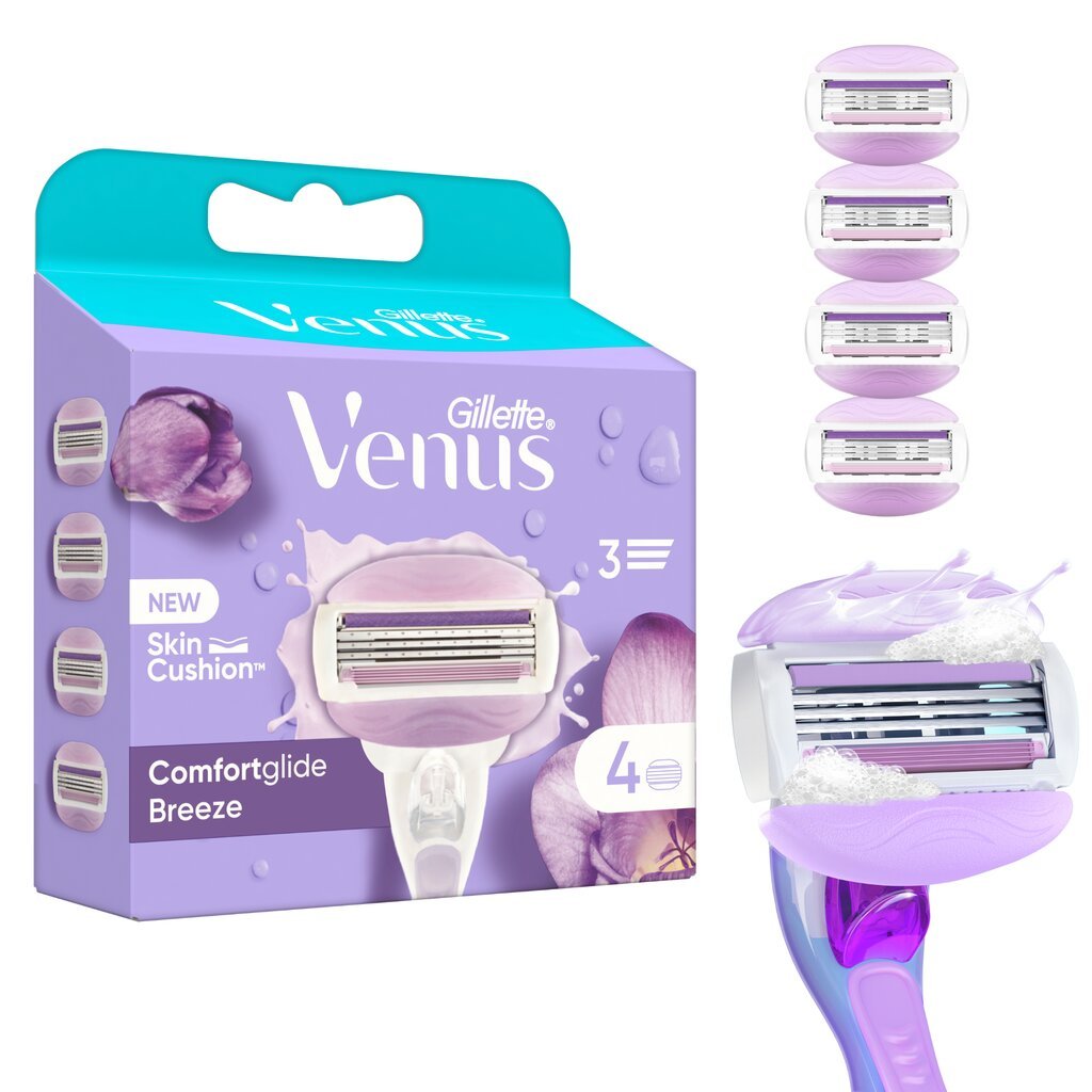 Nomaināma skuvekļa galva Gillette Venus ComfortGlide Breeze, 4 gab. цена и информация | Skūšanās piederumi, kosmētika | 220.lv