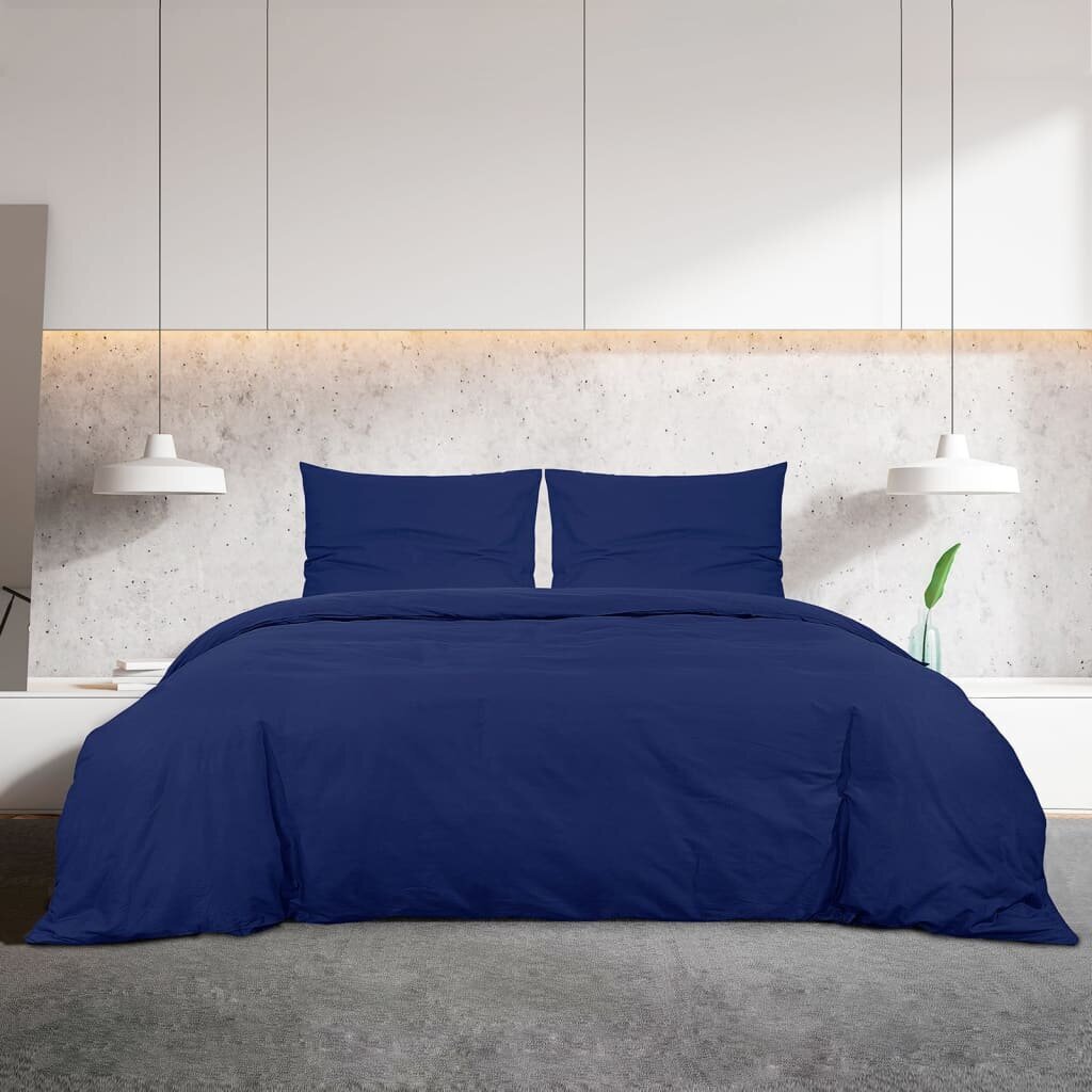vidaXL gultasveļas komplekts, tumši zils, 240x220 cm, mikrošķiedra cena un informācija | Gultas veļas komplekti | 220.lv