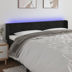 vidaXL gultas galvgalis ar LED, 183x16x78/88 cm, melns samts cena un informācija | Gultas | 220.lv