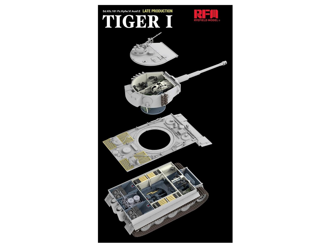 Rye Field Model - Sd.Kfz.181 Pz.Kpfw.VI Ausf.E Tiger I Late Production (full interior), 1/35, RFM-5080 цена и информация | Konstruktori | 220.lv