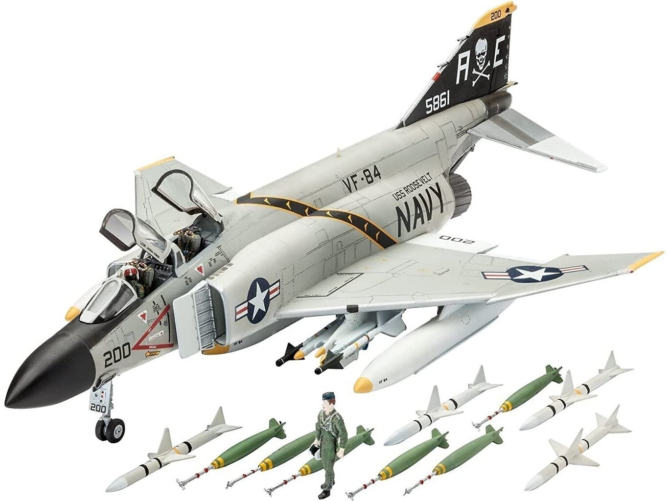 Revell - F-4J Phantom II dāvanu komplekts, 1/72, 63941 cena un informācija | Konstruktori | 220.lv