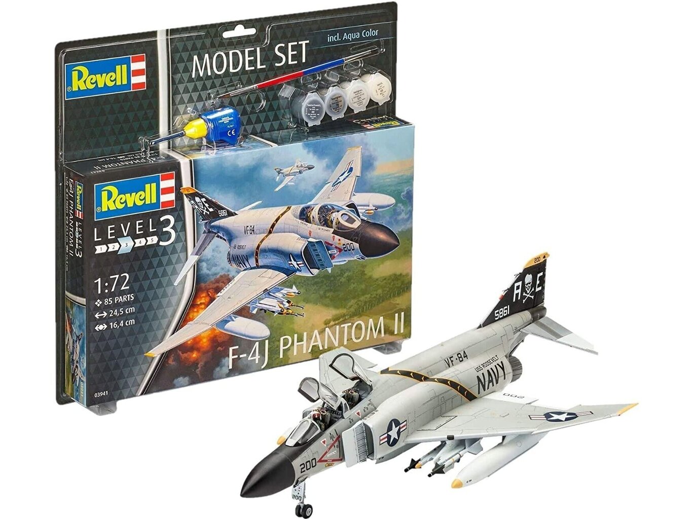 Revell - F-4J Phantom II dāvanu komplekts, 1/72, 63941 cena un informācija | Konstruktori | 220.lv