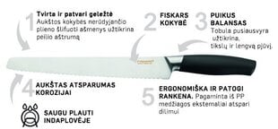 Нож для хлеба Fiskars FF + цена и информация | Ножи и аксессуары для них | 220.lv