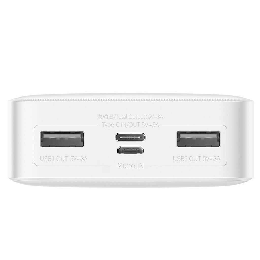 Baseus Bipow 20000mAh 15W white (Overseas Edition) + USB-A - Micro USB 0.25m white (PPBD050102) цена и информация | Lādētāji-akumulatori (Power bank) | 220.lv