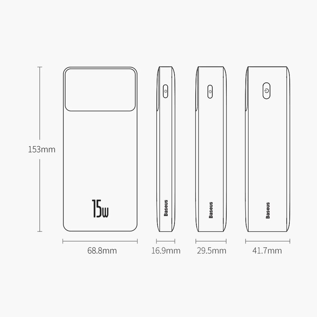 Baseus Bipow 20000mAh 15W white (Overseas Edition) + USB-A - Micro USB 0.25m white (PPBD050102) цена и информация | Lādētāji-akumulatori (Power bank) | 220.lv