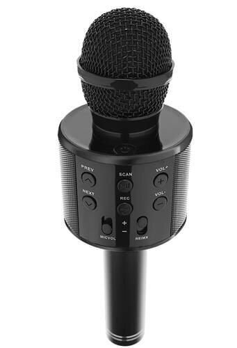 Karaoke mikrofons ar balss maiņas efektiem, melns cena un informācija | Attīstošās rotaļlietas | 220.lv