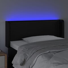 vidaXL gultas galvgalis ar LED, 83x16x78/88 cm, melna mākslīgā āda cena un informācija | Gultas | 220.lv