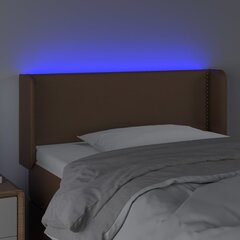 vidaXL gultas galvgalis ar LED, 83x16x78/88 cm, brūna mākslīgā āda cena un informācija | Gultas | 220.lv