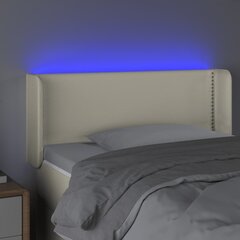 vidaXL gultas galvgalis ar LED, 83x16x78/88cm, krēmkrāsas mākslīgā āda cena un informācija | Gultas | 220.lv