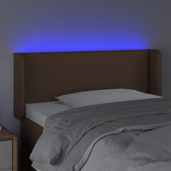 vidaXL gultas galvgalis ar LED, 103x16x78/88 cm, brūna mākslīgā āda cena un informācija | Gultas | 220.lv