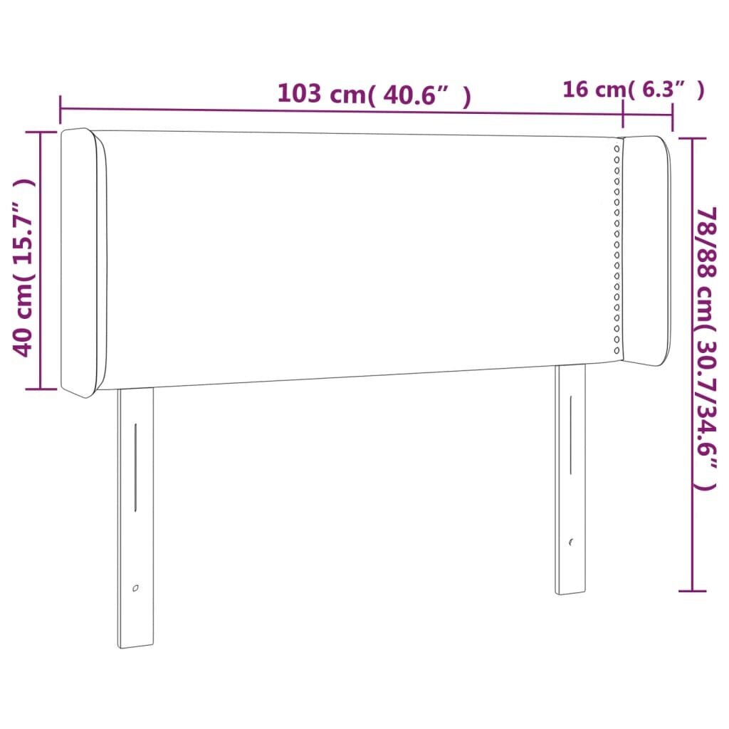 vidaXL gultas galvgalis ar LED, 103x16x78/88 cm, kapučīno mākslīgā āda cena un informācija | Gultas | 220.lv