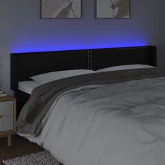 Изголовье со светодиодом, черное, 183x16x78/88 см цена и информация | Кровати | 220.lv