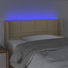 vidaXL gultas galvgalis ar LED, 83x16x78/88 cm, krēmkrāsas audums cena un informācija | Gultas | 220.lv