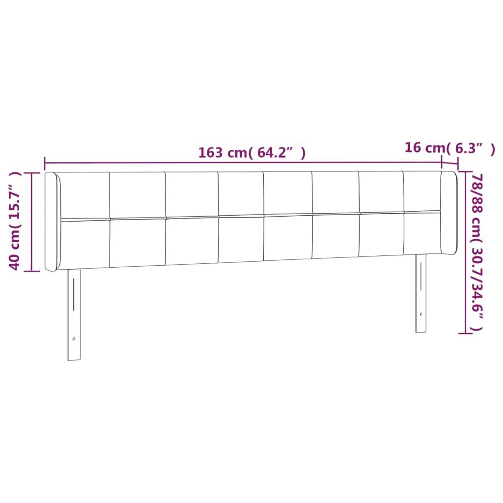 vidaXL gultas galvgalis ar LED, 163x16x78/88 cm, melns audums cena un informācija | Gultas | 220.lv