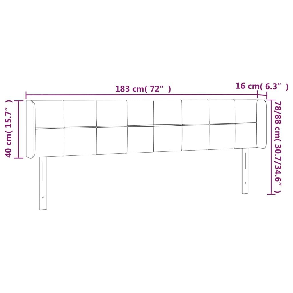 vidaXL gultas galvgalis ar LED, 183x16x78/88 cm, krēmkrāsas audums cena un informācija | Gultas | 220.lv