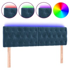 vidaXL gultas galvgalis ar LED, 144x7x78/88 cm, zils samts cena un informācija | Gultas | 220.lv