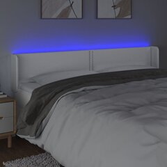 vidaXL gultas galvgalis ar LED, 183x16x78/88 cm, balta mākslīgā āda cena un informācija | Gultas | 220.lv