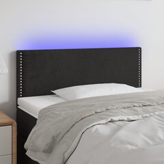 vidaXL gultas galvgalis ar LED, 100x5x78/88 cm, melns samts cena un informācija | Gultas | 220.lv