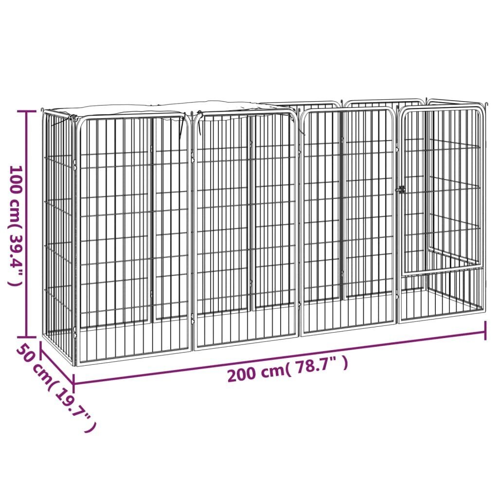 Mājdzīvnieku būris, 10 segmenti, 50x100cm, melns cena un informācija | Transportēšanas būri, somas | 220.lv