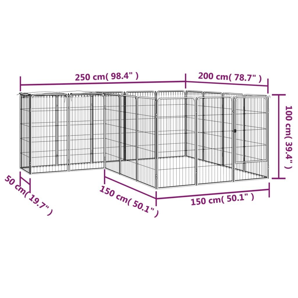 Mājdzīvnieku būris, 18 segmenti, 50x100cm, melns cena un informācija | Suņu gultas, spilveni, būdas | 220.lv