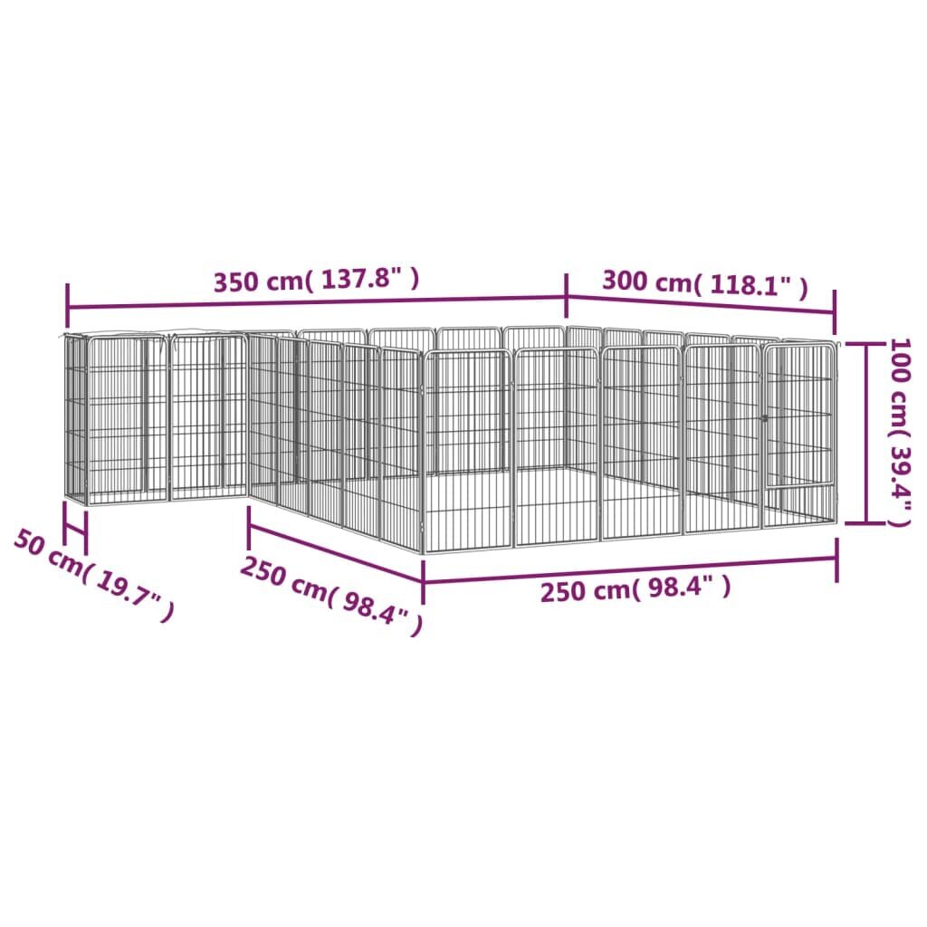 Suņu nožogojums, 26 segmenti, 50x100cm, melns cena un informācija | Suņu gultas, spilveni, būdas | 220.lv