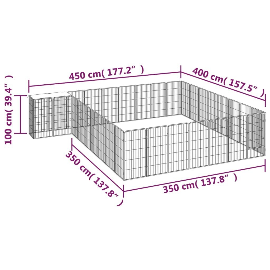 Suņu nožogojums, 34 segmenti, 50x100cm, melns cena un informācija | Suņu gultas, spilveni, būdas | 220.lv