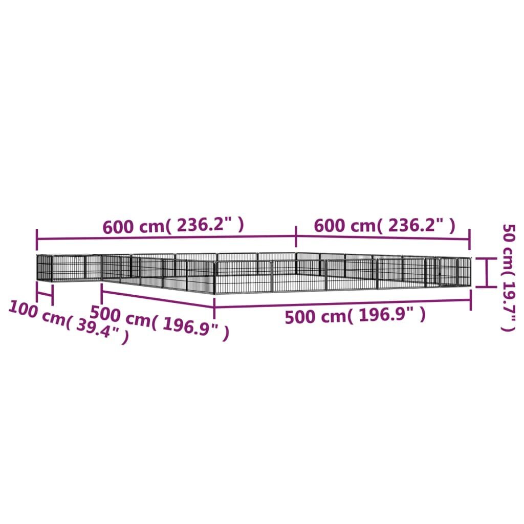 Suņu nožogojums, 24 segmenti, 50x100cm, melns цена и информация | Suņu gultas, spilveni, būdas | 220.lv