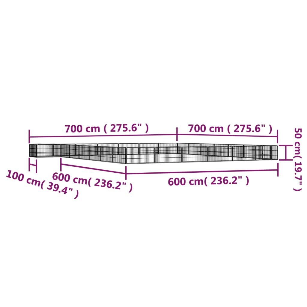 Suņu nožogojums, 28 segmenti, 50x100cm, melns cena un informācija | Suņu gultas, spilveni, būdas | 220.lv