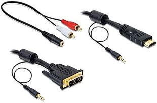 Delock HDMI – DVI kabelis 2 m, melns 84455 cena un informācija | Kabeļi un vadi | 220.lv