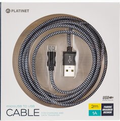 Platinet USB kabelis - microUSB 2 m, melns cena un informācija | Platinet TV un Sadzīves tehnika | 220.lv