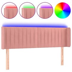 vidaXL gultas galvgalis ar LED, 147x16x78/88 cm, rozā samts cena un informācija | Gultas | 220.lv