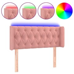 vidaXL gultas galvgalis ar LED, 103x16x78/88 cm, rozā samts cena un informācija | Gultas | 220.lv