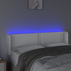 vidaXL gultas galvgalis ar LED, 147x16x78/88 cm, balta mākslīgā āda цена и информация | Кровати | 220.lv