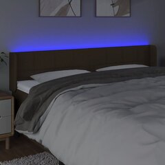 vidaXL gultas galvgalis ar LED, 163x16x78/88 cm, tumši brūns audums cena un informācija | Gultas | 220.lv