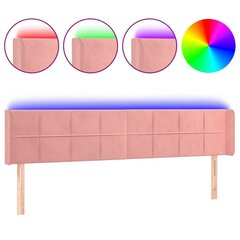 vidaXL gultas galvgalis ar LED, 203x16x78/88 cm, rozā samts cena un informācija | Gultas | 220.lv