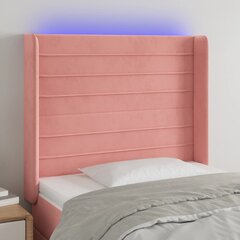 Изголовье со светодиодной подсветкой, бархат, 93x16x118/128 см, розовое цена и информация | Кровати | 220.lv