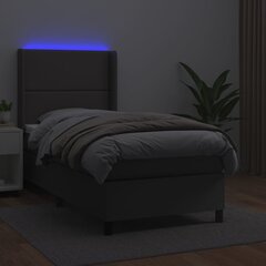 vidaXL atsperu gulta ar matraci, LED, pelēka, 80x200 cm, mākslīgā āda цена и информация | Кровати | 220.lv