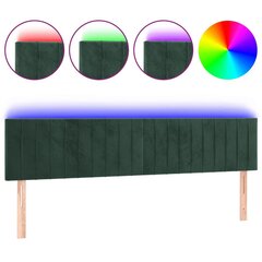 vidaXL gultas galvgalis ar LED, 200x5x78/88 cm, tumši zaļš samts cena un informācija | Gultas | 220.lv
