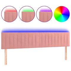 vidaXL gultas galvgalis ar LED, 200x5x78/88 cm, rozā samts cena un informācija | Gultas | 220.lv
